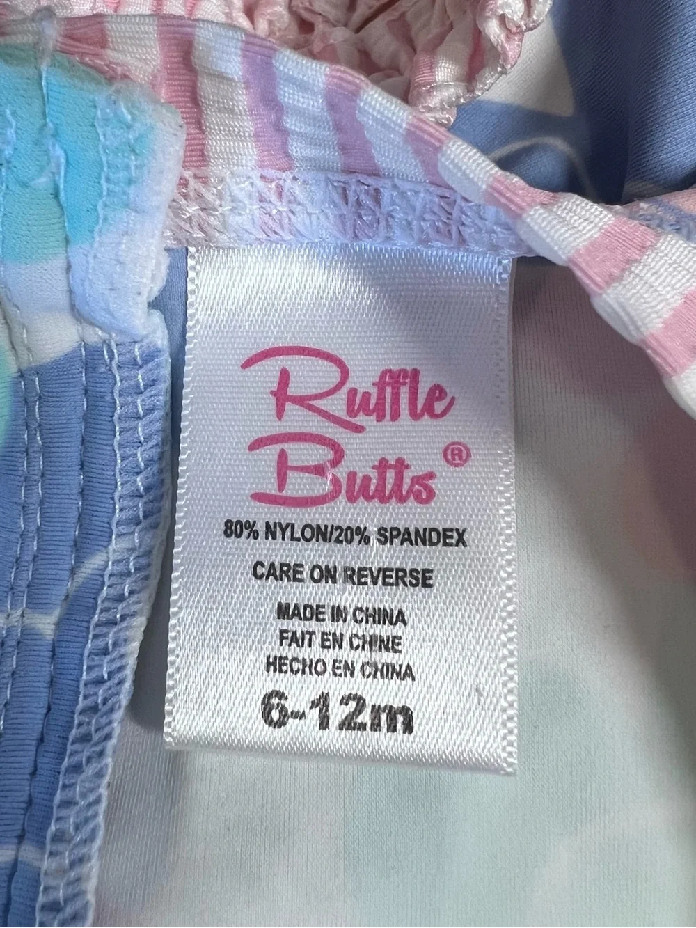 Ruffle Butts Infant Girls 6-12 Months Pastel Bow One Piece Swimsuit Long Sleeve - Picture 11 of 11